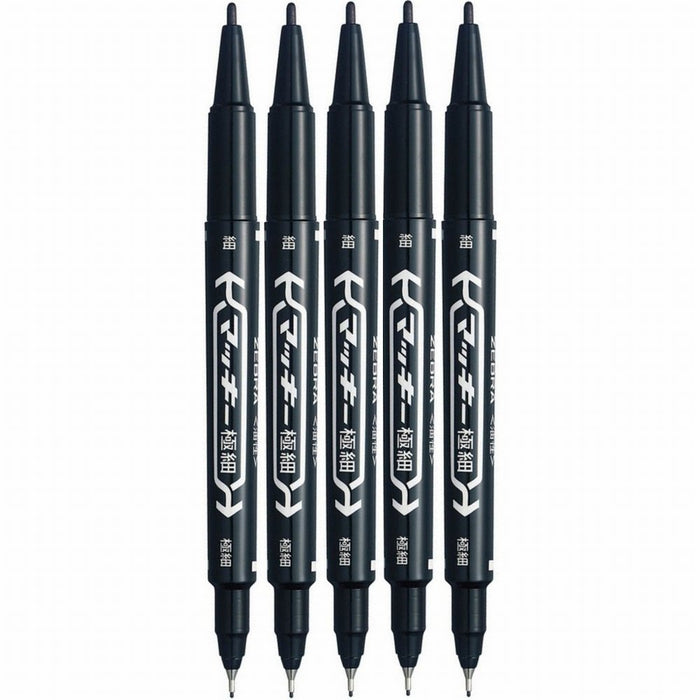 Zebra Mackie Extra Fine Black Oil-Based Pen Pack of 5