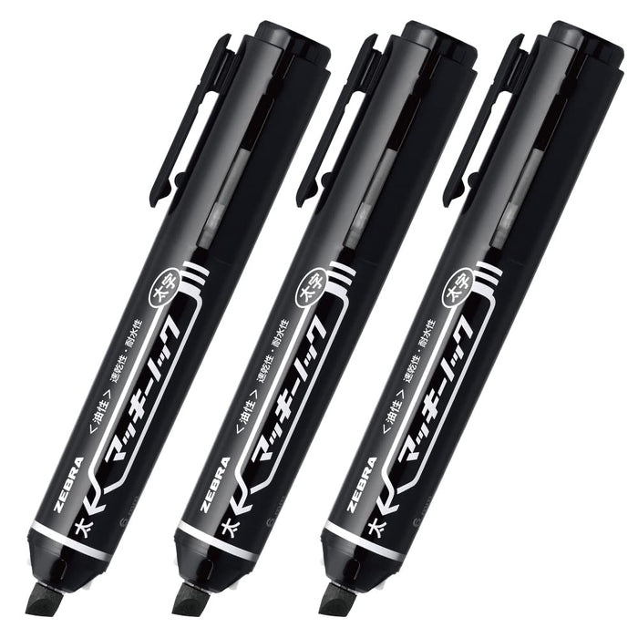 Zebra Mackinnock Bold Black Permanent Marker 3 Piece Set