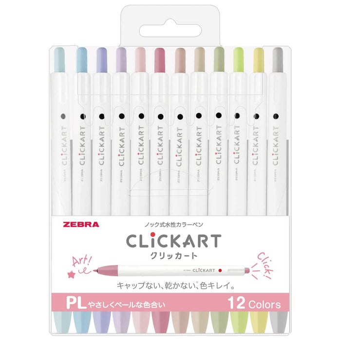 Zebra 12 Color Set Clickart Water-Based Pens Wyss22-12Cpl