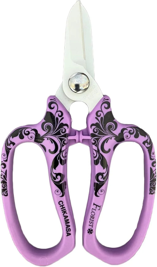 Chikamasa Florist Deluxe Violet Arabesque Pattern Flower Shears MF-9000VA Chikamasa