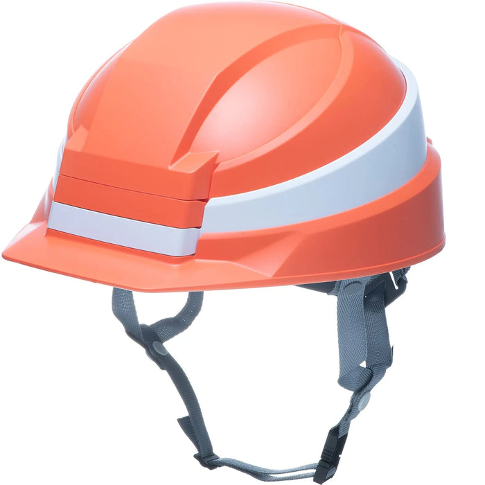 DIC Plastics Folding Helmet Safety Headgear - Orange/White Line
 - 4562116369823