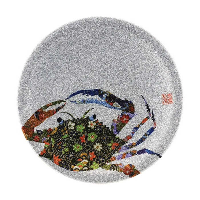 Fukui Craft ABS 150 Sushi Plate Silver Pearl Chiyogami Design