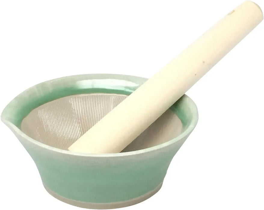 Genju Seitojo Iwami-yaki Pottery Mortar and Pestle Suribachi - Grass - 4956795046241