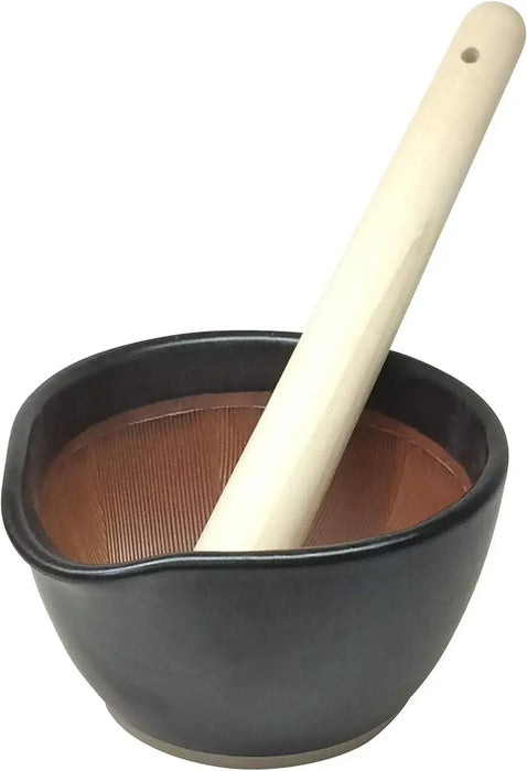 Genju Seitojo Motoshi Ishimi Silicone Bottom Mortar and Pestle Set - Black Matte Medium - 4956795050262