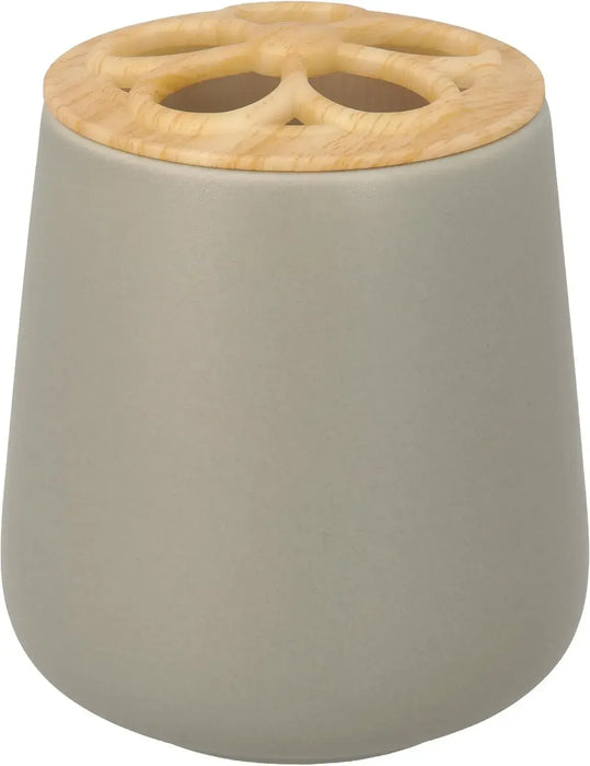 Katazuke Mino Ware Multi Stand Toothbrush Pen Holder - Olive Gray - 4595058815233