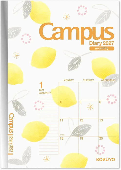 Kokuyo Campus Monthly Block Diary Planner - Garden Lemon Pattern A5 - 4901480443553