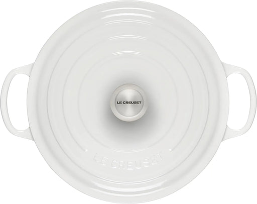 Le Creuset Signature Enameled Cast Iron Wide Round Dutch Oven 6.75 Qt White Le Creuset
