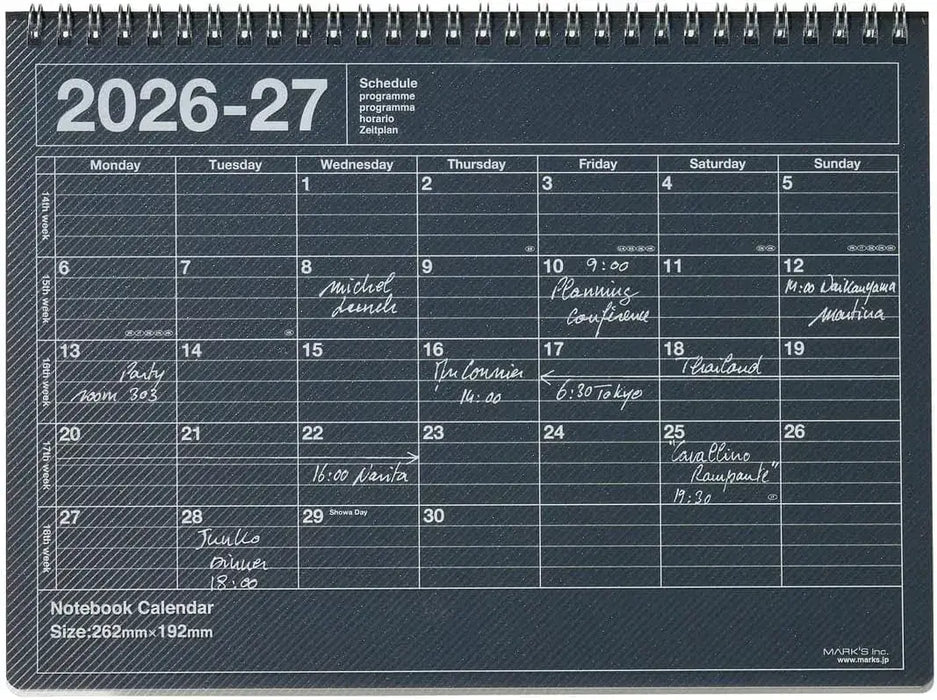 Mark's 2026 Planner Schedule Book Monthly Calendar Notebook - Black - 4550045160260