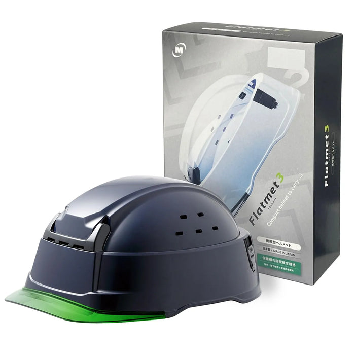 Midori Anzen SCT29B Flat Mate 3 Folding Portable Helmet ABS - Navy/Green
 - 4548890787169