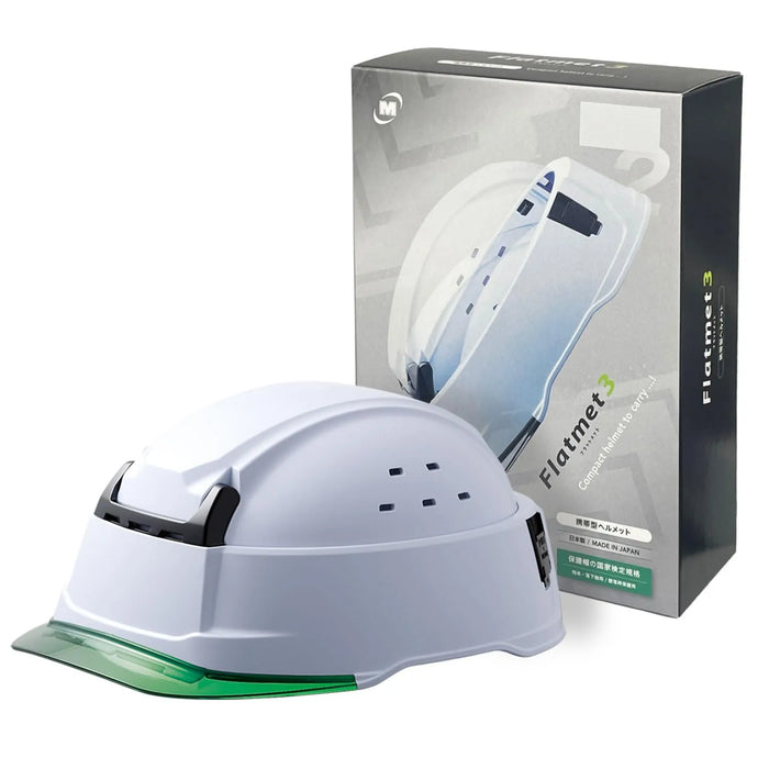 Midori Anzen SCT29B Flat Mate 3 Folding Portable Helmet ABS - White/Green
 - 4548890787121