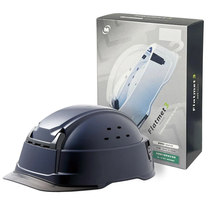 Midori Anzen Flatmet 3 Foldable Portable Helmet, Abs, Sct29 B, With Kp, Boxed, Black/Smoke