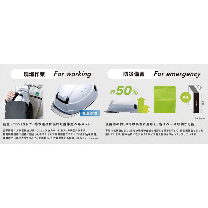 Midori Anzen SCT29B Flat Mate 3 Folding Portable Helmet ABS