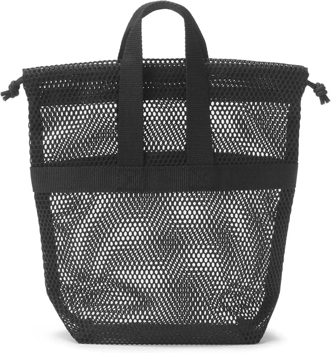 Muji 3D Mesh Drawstring Bag with Handles Pouch - Black - 4550584920738