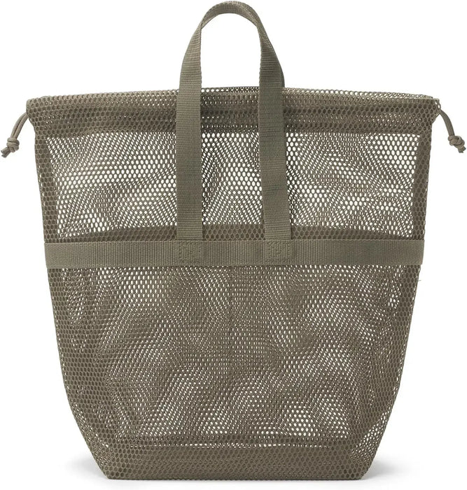 Muji 3D Mesh Drawstring Bag with Handles Pouch - Khaki - 4550584920745