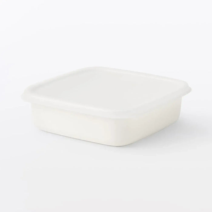 Muji Enameled Square Storage Container 6.3 Inch Compact Design