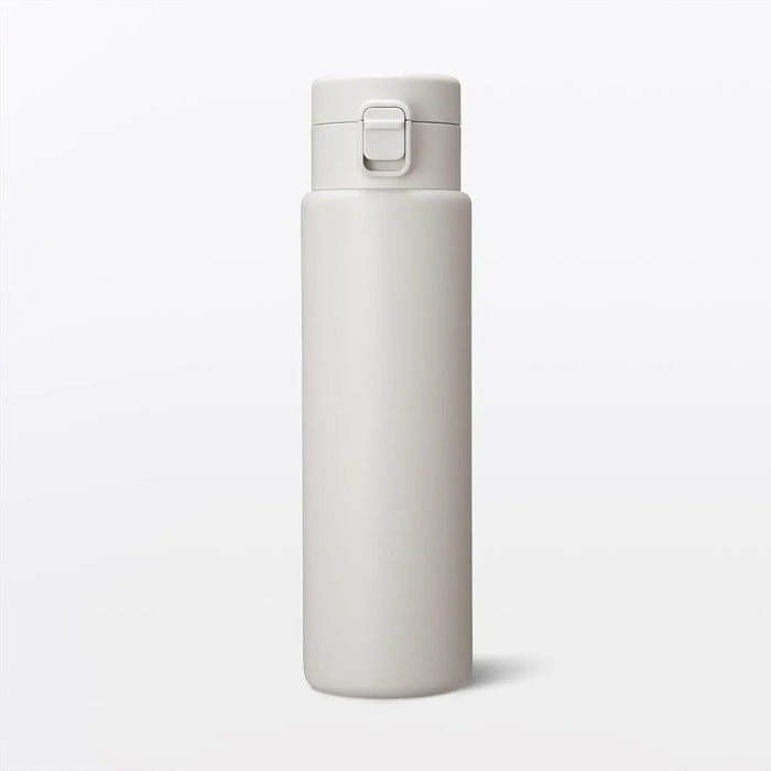 Muji Vacuum Insulated One Touch Thermal Bottle - Grey Beige 750ml - 4548076049128
