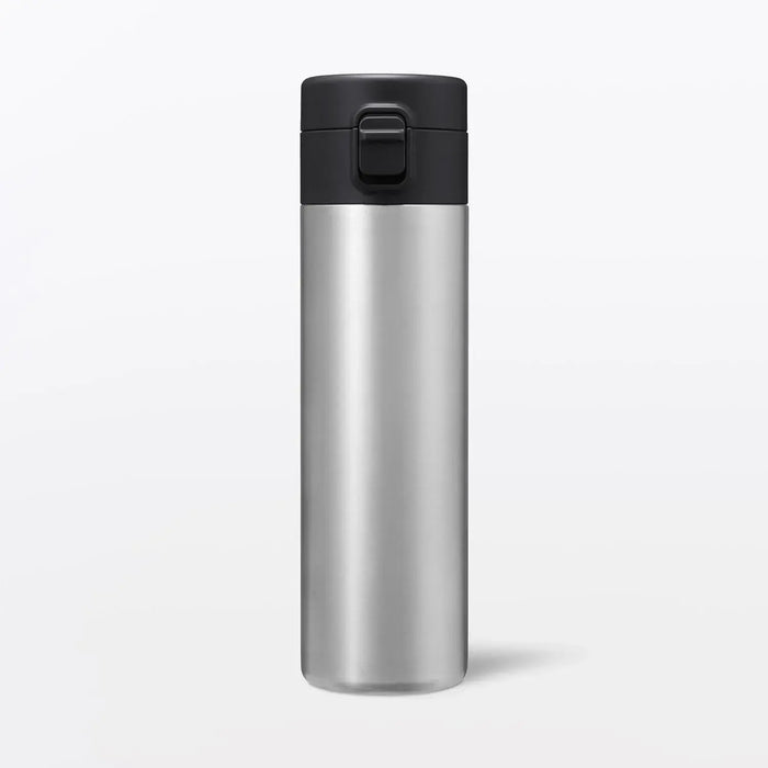 Muji Vacuum Insulated One Touch Thermal Bottle - Silver 500ml - 4548076049098