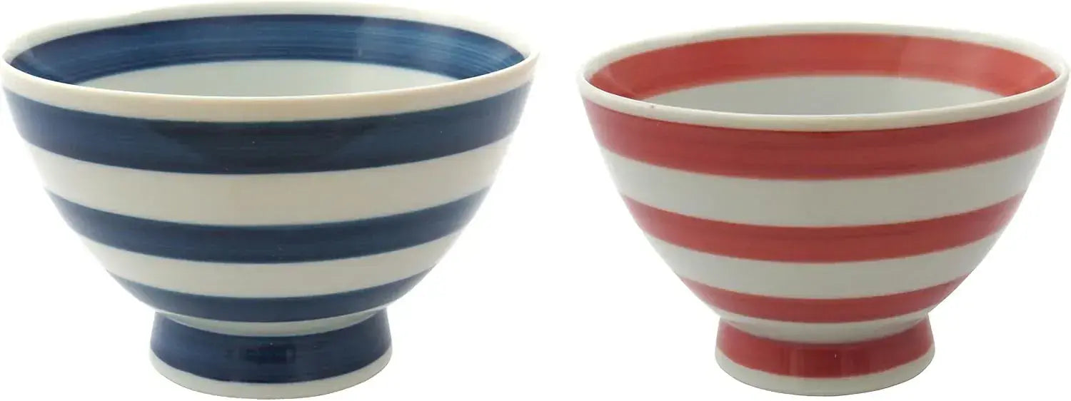 Nishitomi Ceramic Ware Hasami Border Rice Bowl - 2-piece set - 4534891455596