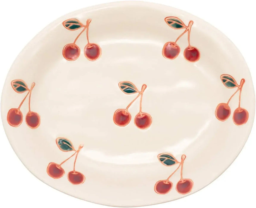 Nishitomi Hasami Ware Fruit Oval Plate - Cherry-02 - 4534891477864