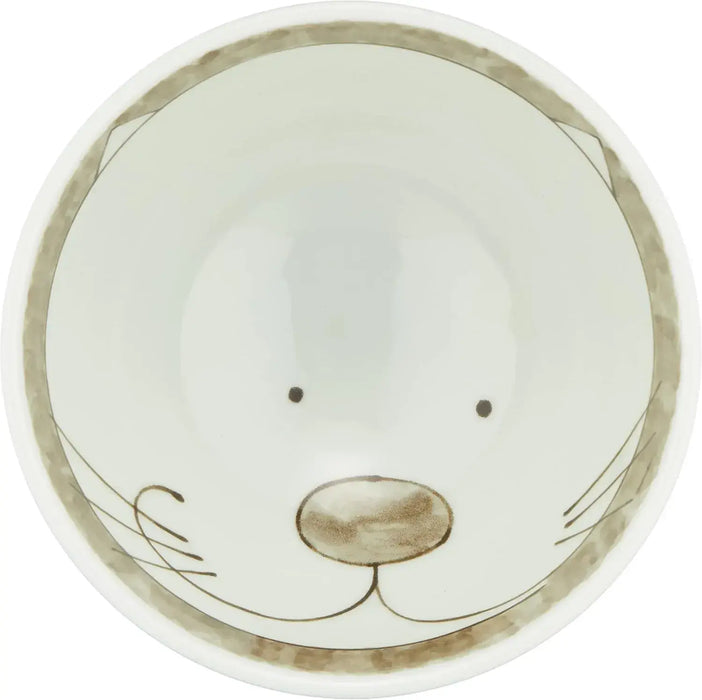 Saikai Toki Hasami Ware Rice Bowl Cat Arabesque Pattern