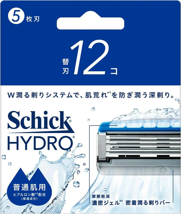 Schick Hydro Normal Skin Replacement Razor Blades - Silver Blue 12 Pc - 4891228320461