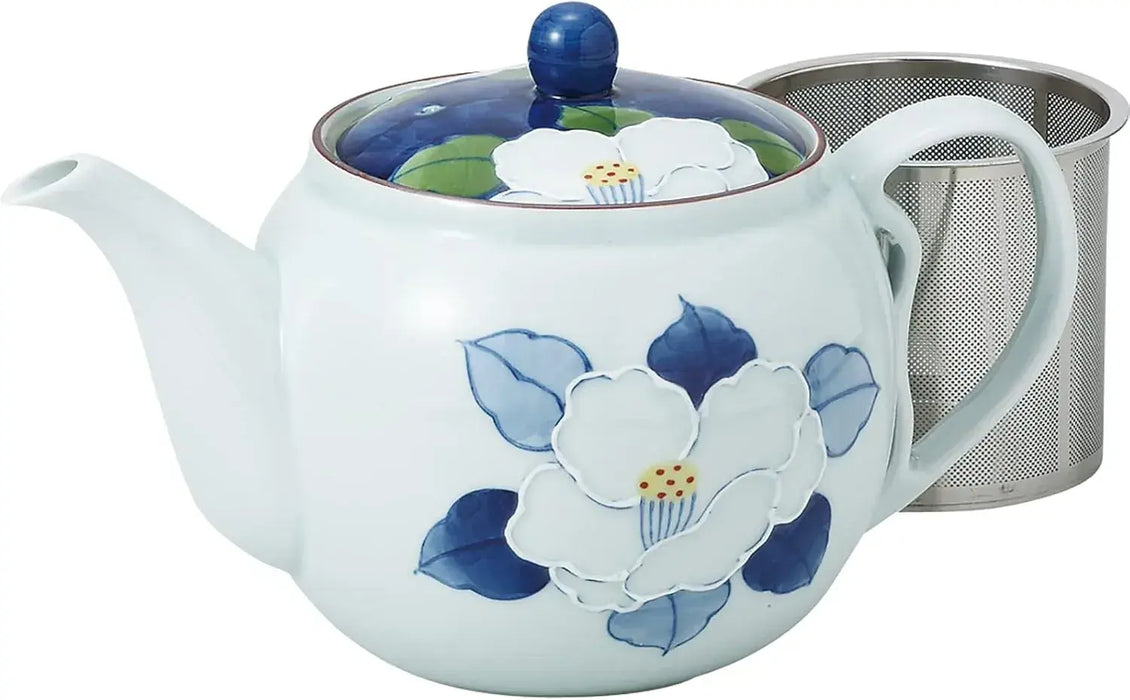 Seikai Toki Hasami Ware Camellia Pattern Tea Pot - Ichijin Mountain Camellia - 4965451601830