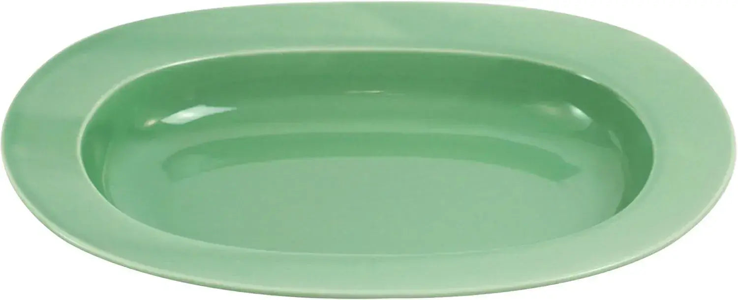 Seikai Toki Hasami Ware Essence Oval Bowl - Green Pasta Plate - 4965451144672