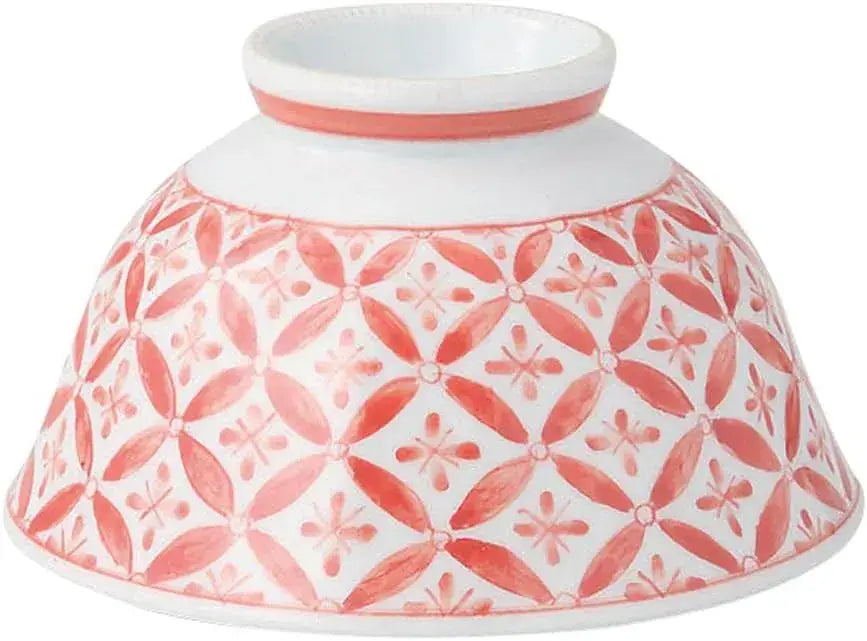 Seikai Toki Hasamiyaki Beveled Rice Bowl Tableware - Medium Red - 4965451425870