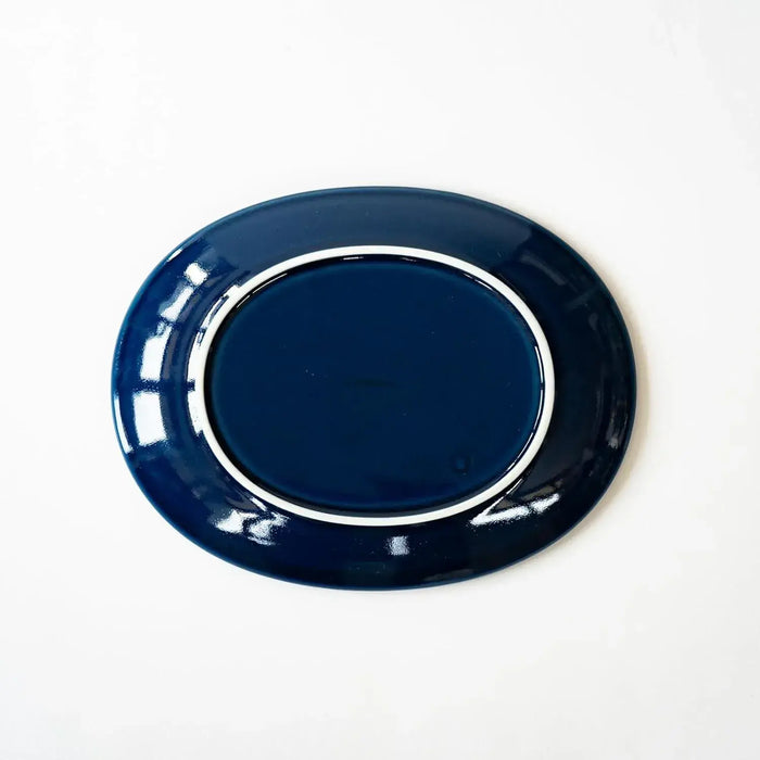 Seikai Toki Oval Plate Navy 19cm Microwave Dishwasher Safe