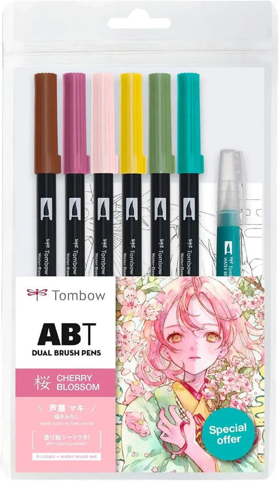Tombow ABT Dual Brush Pen Cherry Blossom 6-Color Watercolor Set