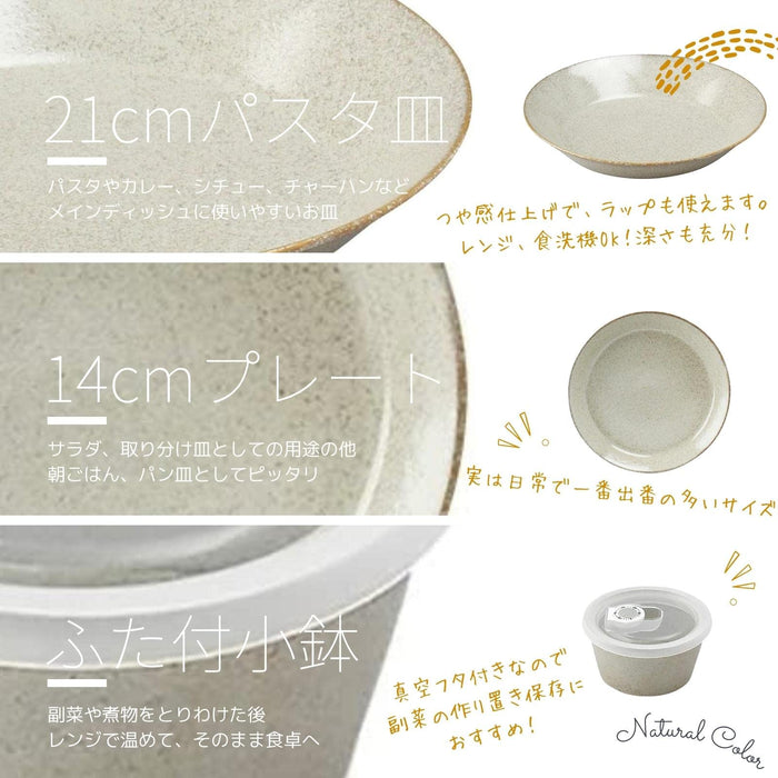 Aito Mino Ware Natural Color 6-Pc Tableware Set Gray 567-502 Japan