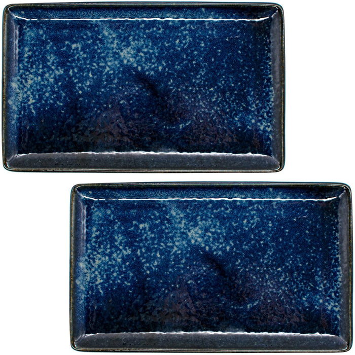 Aito Natural Color Long Square Plate Grilling Plate (2) 21x13cm Navy Blue Mino Ware 567518-Kiichin - The #1 Place for Japanese Goods in Your Hand!