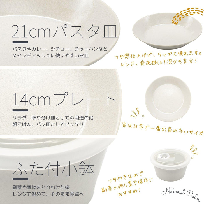 Aito Natural Color 6Pc Ivory White Mino Ware Tableware Set Dishwasher/Microwave Safe Made in Japan 567523