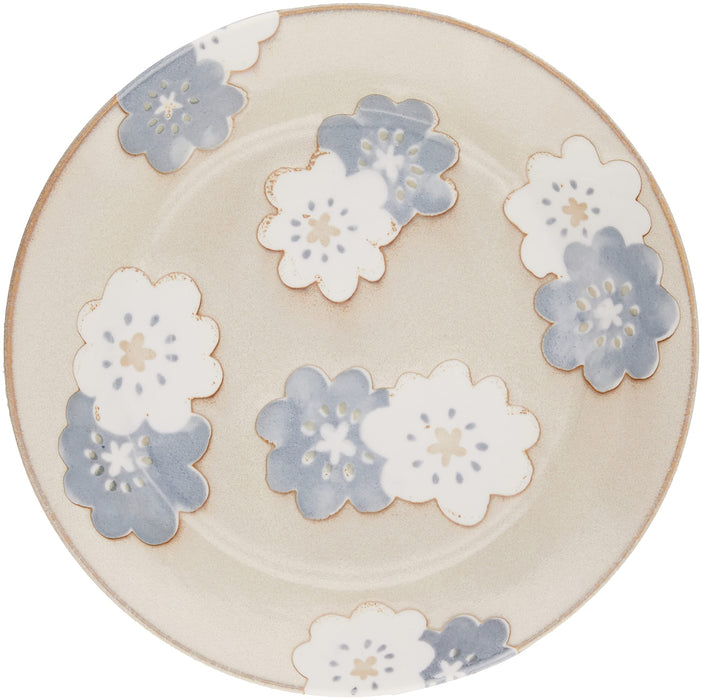 Aito Nordic Flower Curry Plate Pasta Plate 21cm Gray Floral Mino Ware DW/MW Safe Japan 266148