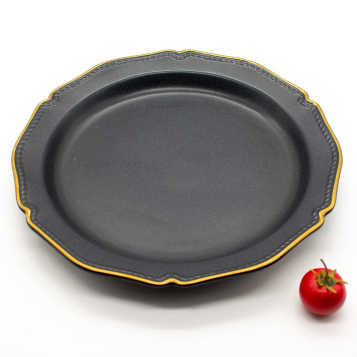 Aito Seisakusho Stitch Plate Dish 24cm Black Mino Ware Japan