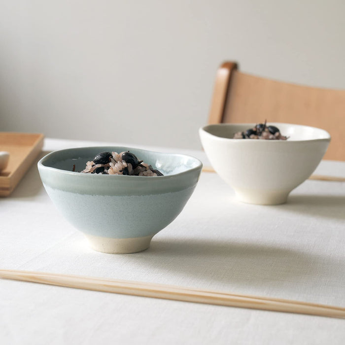 Aito Mino Ware Tableware Set Rice Bowl Tea Bowl 12cm Wooden Chopsticks White/Gray 113510
