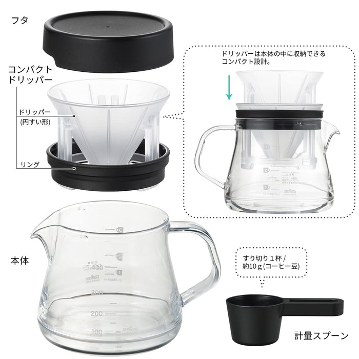 Akebono Sangyo Coffee Server Storon 400 3Cup Set Black TW-3762 Tritan Resin Transparent Microwave Safe