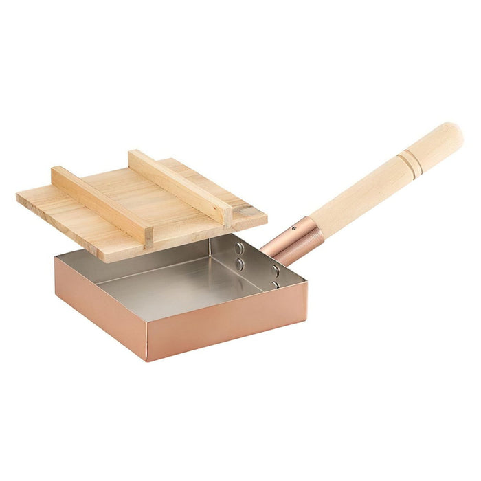 Asahi Copper Omelette Pan 15cm with Wood Lid - Premium Quality Cooking Essential