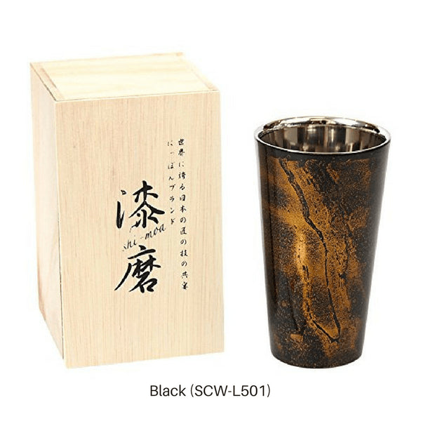 Asahi Yamanaka Urushi Lacquered Double-Wall Cooler Glass 270Ml - Japan's Finest Black Gift-Boxed Glass