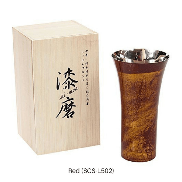 Asahi Yamanaka Urushi 漆器红色啤酒杯 380 毫升 - 正宗日本礼品