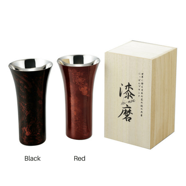 Asahi Yamanaka Urushi 漆器红色啤酒杯 380 毫升 - 正宗日本礼品