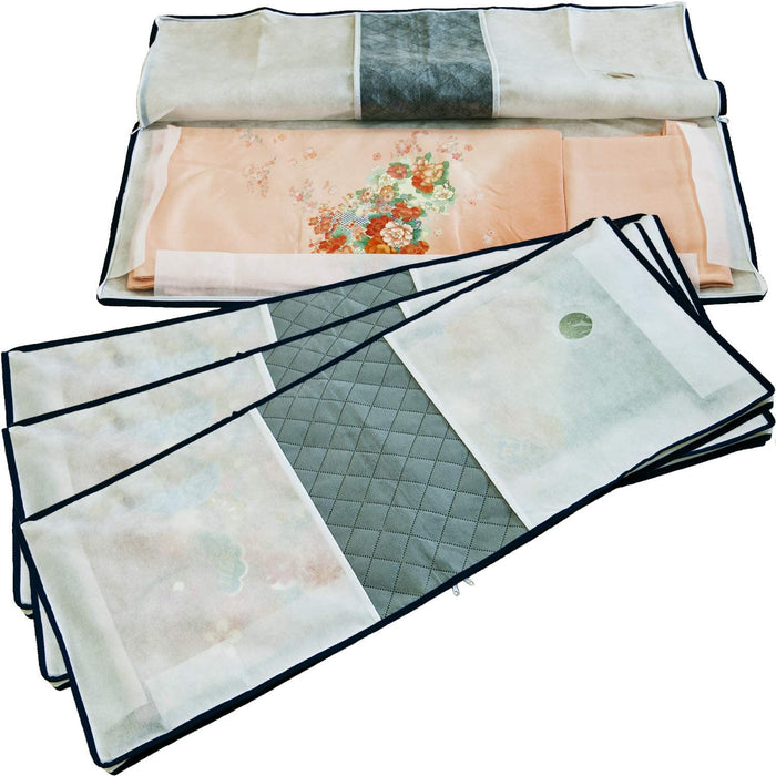 Astro 4-Piece Kimono Storage Bag Set - Japan White X Gray Carbon - 3-Way Opening - Transparent Window - Non-Woven Zipper - 171-49