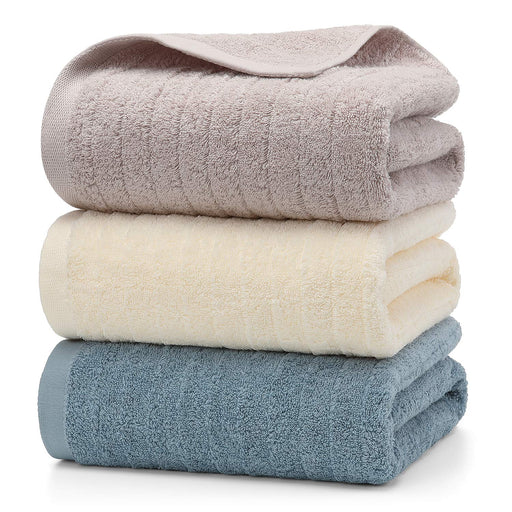 Tmvok 3-Piece Bath Towel Set - Scandinavian Style 100% Cotton - Quick Dry 70X140Cm - Home Hotels Sports All Seasons (Light Gray Beige Blue)-Kiichin - The #1 Place for Japanese Goods in Your Hand!