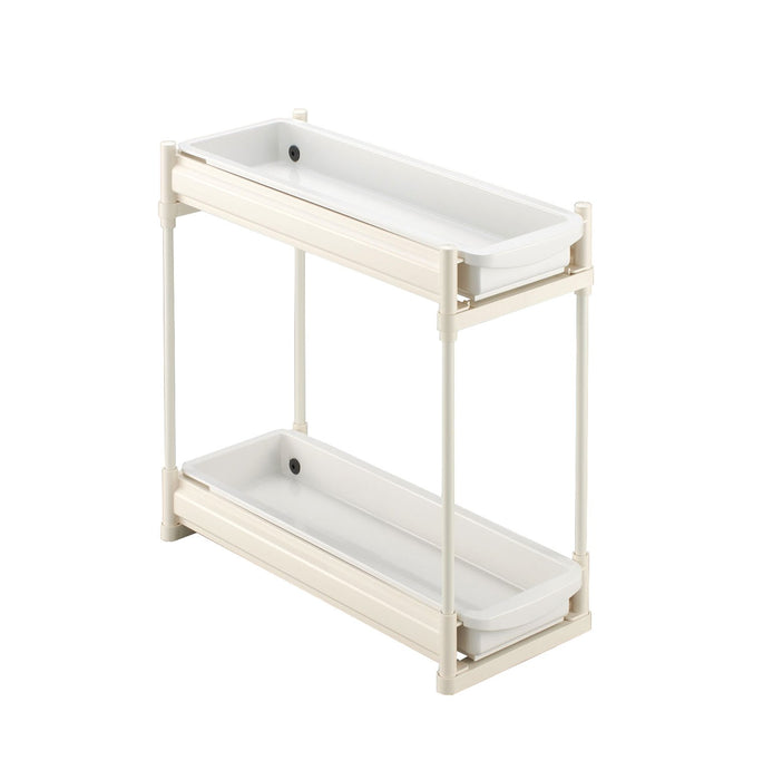 Belca Kitchen Storage Slide Rack - 2 Tiers, Slim Type, White, Japan SS-304 Casters - 19x45x38/40.5/43cm