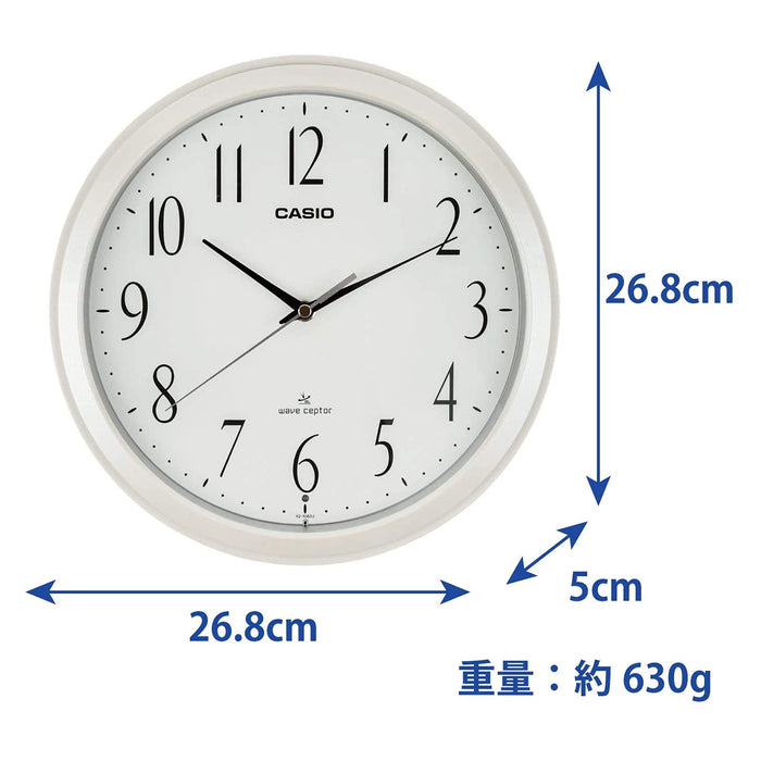 Casio 26.8Cm White Analog Wall Clock with Radio Wave Stop at Night