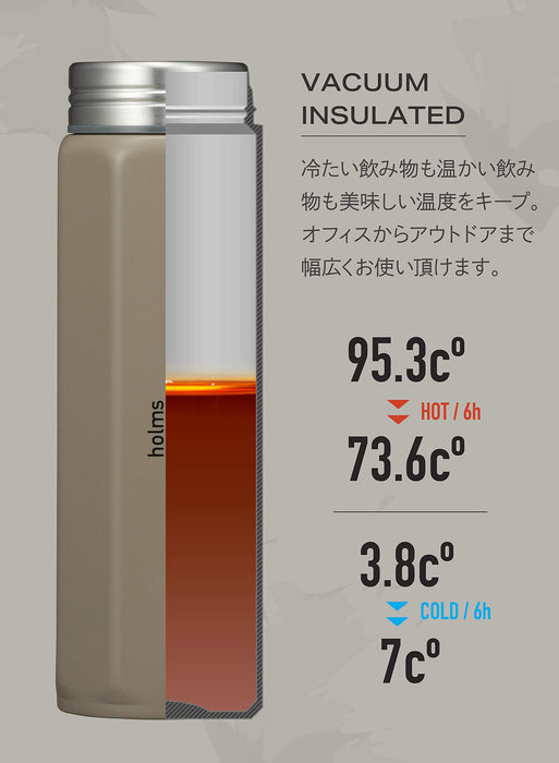 CB Japan Water Bottle 460ml Vacuum Insulated Steel w/Holder Octa Bottle Holms