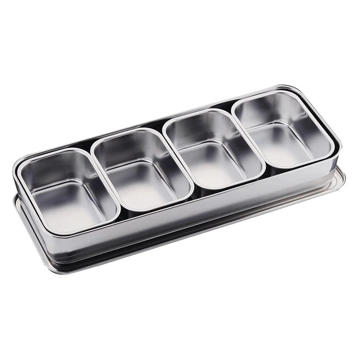 Large 4-Compartment Clover Stainless Steel Yakumi Seasoning Container