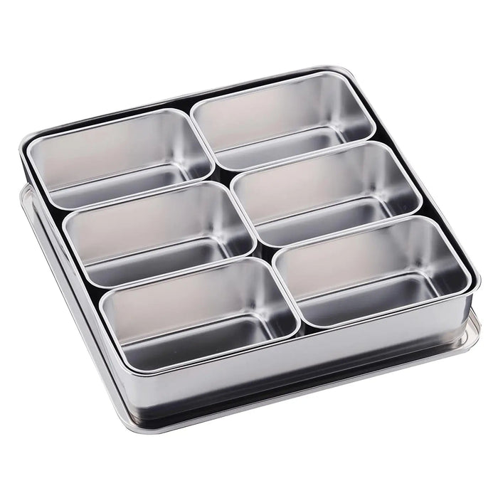 Premium Stainless Steel Yakumi Seasoning Container - 6 Compartments