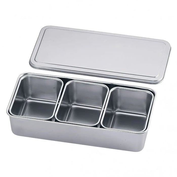 Compact 3-Compartment Stainless Steel Yakumi Seasoning Container by Clover