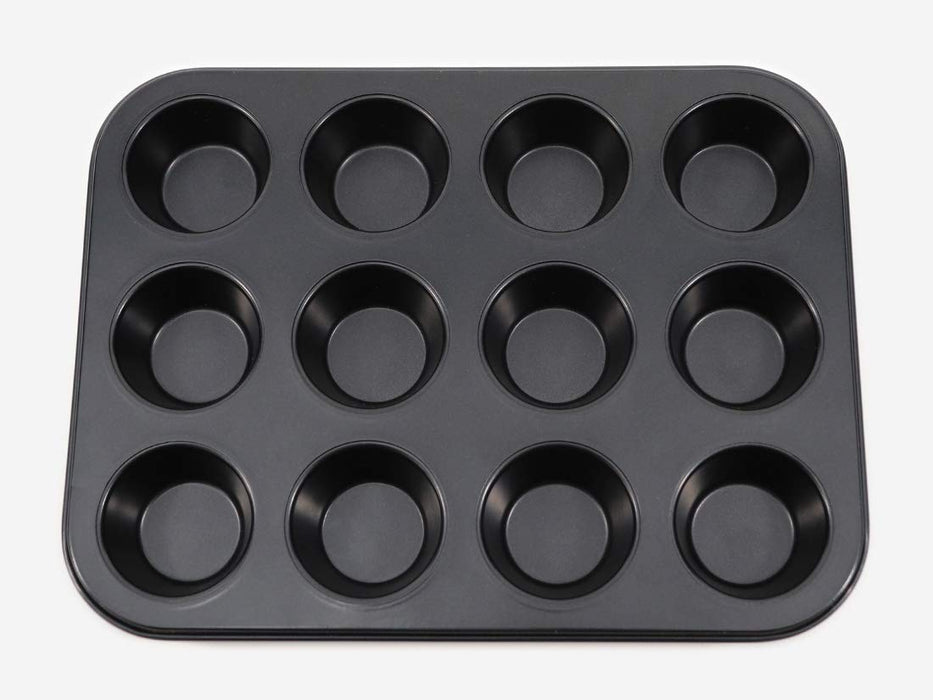 Cotta Japan Tiffany Muffin Mold - 12Pcs Black - 26x20x2.4cm - 4.8x2.4cm - 88656